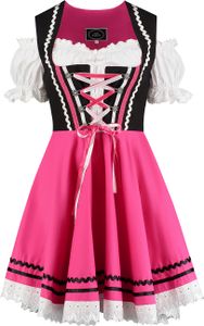 Mini Dirndl schwarz pink mit Carmenbluse, Groesse:44
