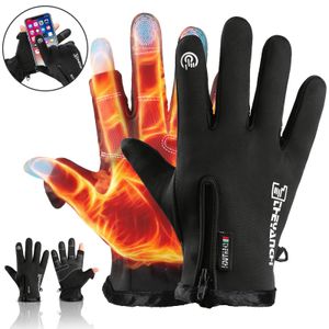 Winter Warme Fingerlose Handschuhe Uni herren damen Outdoor Winddicht Wasserdicht Touchscreen Half Finger Winterhandschuhe, Farbe: Schwarz, M