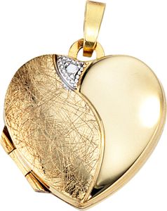 JOBO Medaillon Herz 333 Gold Gelbgold teilrhodiniert teileismatt