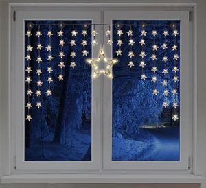 Lichterkette Sternenvorhang 90 LEDs Vorhang Stern Sterne warmweiß LED 135x95 cm