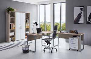 BMG Möbel Büromöbel-Set, Office Edition Set 3.1, eiche/ weiß matt
