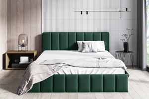GUTTO Polsterbett Doppelbett Liegefläche 180 x 200 cm Holz-Lattenrost Grün-Farbe Bett aus Velours