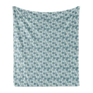 ABAKUHAUS Abstrakt Weich Flanell Fleece Decke, Patchwork Haxagon Patterns, Gemütlicher Plüsch für den Innen- und Außenbereich, 125 x 175 cm, Pale Teal Blau Grau