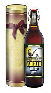Angler Trost in der Geschenkdose Pils Geschenk Bier 1 Liter Flasche mit Bügelverschluss