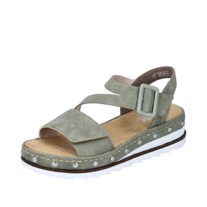 Rieker Damen Sandale Nieten überzogene Schnalle Keilabsatz V7964, Größe:37 EU, Farbe:Grün