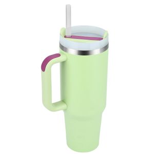 1200ml/40oz Doppelwandiger Edelstahl Vakuum Isolierbecher mit Griff & Deckel Kaffeebecher to Go Trinkbecher Becher Strohhalm Autobecher Thermobecher