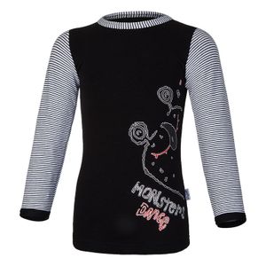 T-Shirt langer Ärmel MONSTERS Outlast® - schwarz/Streifen weissschwarz