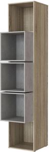SMARTBett Standregal, Würfelregal  für Wohnzimmer, Kinderzimmer, Schlafzimmer und Büro |  Regal Eiche Sonoma + 3 Würfel Beton
