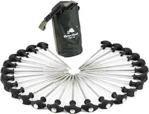 CampFeuer T-kolíky, kolíky, zemní kolíky pro kempinkový stan, bivak, rybářský stan a pavilon, výběr v množství a délce (25 kusů à 20 cm)