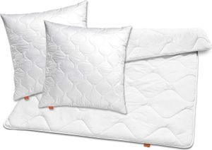 sleepling n Set, 2 x Kopfkissen 80 x 80 cm + Winter Bettdecke 200 x 200 cm, warme Winterbettdecke, Mikrofaser Decke, , weiß