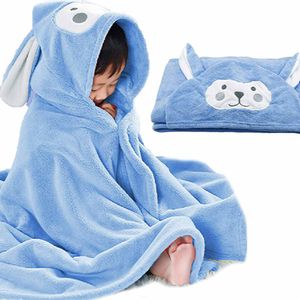 Babybadetuch superweiches Babytuch mit Mütze, bequem und süß, geeignet für Kinder von 0-5 Jahren - hellblau (70*140cm)
