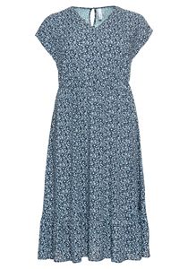 sheego Damen Große Größen Kleid mit V-Ausschnitt und Blumendruck Tunikakleid Citywear feminin V-Ausschnitt - gemustert