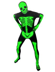 Skeletonmorphsuit Ganzkörperanzug  Skelettmorphsuit Leuchtmorphsuit, Größe:L