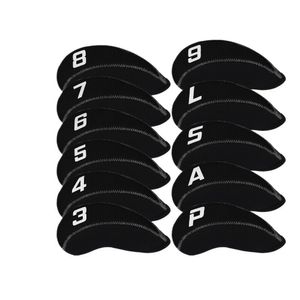 11 x Schlägerschutz Golfschläger-Abdeckungen aus Neopren Golf Schlägerkopfhüllen Headcover trapazierfähige und hochwertige Schlägerhauben mit transparentes Sichtfenster, Schwarz