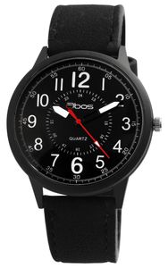 Qbos Klassische Herren Armband Uhr Schwarz Analog Kunst Leder Quarz