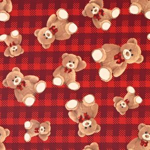 Geschenkpapier Teddybären kariert 70cm x 2m Rolle Rot