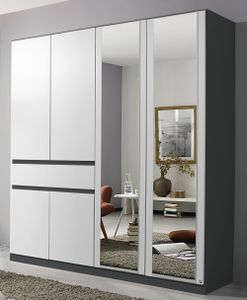 RAUCH AA017_013S Kleiderschrank, 6-trg. Tübingen in Grau-Metallic / Weiss