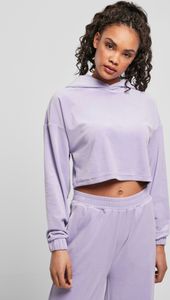 Urban Classics TB4525  Ladies Cropped Velvet Oversized Hoody, Größe:XL, Farbe:LAVENDER