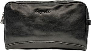 bupell Kulturtasche Kara  aus pflanzlich gegerbtem Leder - Handgefertigt in Italien - Kulturtasche  Nero (Schwarz)