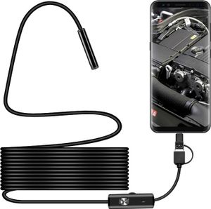 AIORBER 7mm průmyslová endoskopická kamera s LED světlem, HD vodotěsná, kompatibilní s Androidem a PC, 10 m, černá