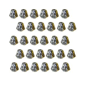 30 Stück lächeln Buddha Spacer Beads Farbe Silberfarbe
