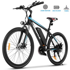 WINICE E Bike, 26 Zoll E Mountainbike, Trekking Herren E-Bike mit Shimano 21 Gang Schaltung, 36V/10.4AH Akku, Elektrofahrrad schwarz/blau