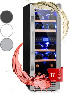 Klarstein vinotéka, 2 zóny, 53 L, vstavaná, slim, sklenené dvere, 17 fliaš