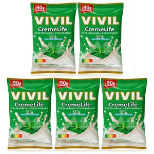 Vivil Creme Life miętowe kremowe cukierki bez cukru 90g opakowanie 5 sztuk