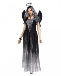 Onyx Engel Damen Glitzer Kostüm schwarz-silber für Halloween & Fasching Größe: S/M
