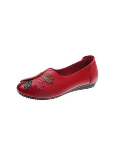 Damen Bequeme Arbeitsschuhe Weicher Sohle Mittleren Alters Menschen Flache Schuhe Rot,Größe:EU 39