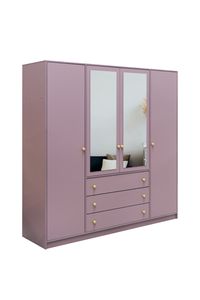 Drehtürenschrank  Palermo II D4, 4 Türen Kleiderschrank mit 2 Spiegel, Moderne Garderobe, Schrank Größe: 196 x 200 x 57,5 cm