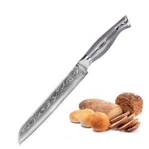 Damascus Brotmesser 20 cm 67 Lagigen Damaszener Stahl mit Geschenkbox von WOLFCUT