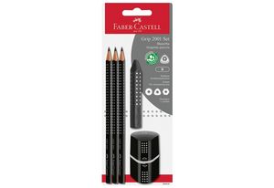 FABER-CASTELL Bleistift GRIP 2001 Set schwarz Blister