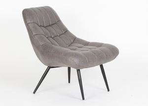 SalesFever Loungesessel mit XXL-Sitzfläche | Bezug Kunstleder | Gestell Metall schwarz | üppige Steppung | B 76 x T 85,6 x H 85,6 cm | dunkelbraun