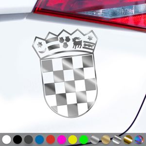 PantherPixel Kroatien Aufkleber Wappen Croatia Hrvatska Sticker Auto Geschenkidee Farbe Chrom-Silber