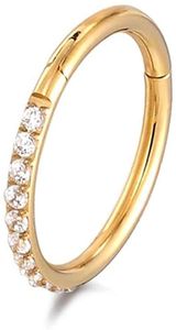 Karisma Titan Gold G23 Hinged Segmentring Charnier/Conch Clicker Ring Piercing Ohrring Zirkonia Stärke 1,2mm - 10mm