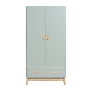 Kleiderschrank Mobili Rebecca Kala 175x80x55 MDF Kiefer Aquagrün Braun Skandinavisch Zu Montieren