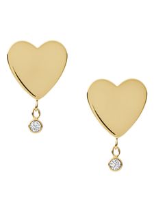Fossil JF03945710 Damen Ohrstecker Herz Edelstahl Gold Weiß