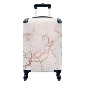 Koffer Handgepäck Fotokoffer Trolley Rollkoffer Kleine Reisekoffer auf Rollen - Marmor - Rosa - Rose Gold Passend in 55x40x23 cm