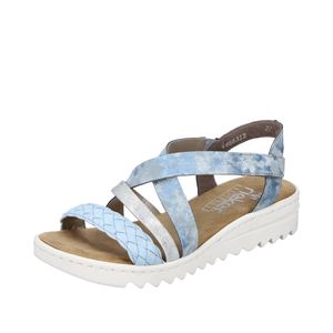 Rieker Damen Sandale Keilabsatz Riemchensandale V4663, Größe:40 EU, Farbe:Blau