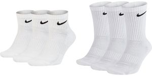 3 Paar kurze und 3 Paar lange Nike Socken Sparset - Farbe: weiß - Größe: 38-42