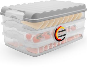 BigDean 3 Stück Aufschnittboxen für Kühlschrank Größe M – Aufbewahrung von Wurst, Käse u.v.m. – stapelbare Aufschnittdosen  Germany