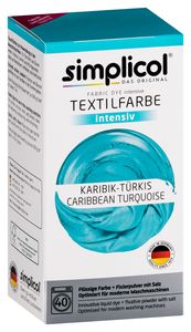 simplicol Textilfarbe intensiv: DIY Färbemittel in 23 Farben inkl. Farb-Fixierer, Farbe:Karibik-Türkis (1810), Größe:1er Pack