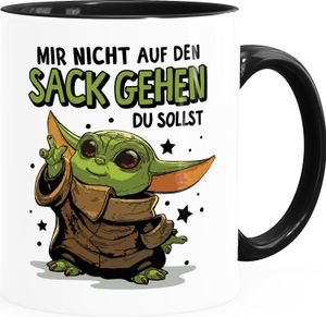 Kaffee-Tasse mit Spruch Mir nicht auf den Sack gehen du sollst Baby Bürotasse lustige Kaffeebecher MoonWorks®  weiß-innen-schwarz standard