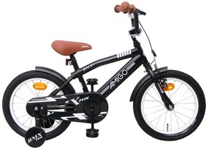 Amigo BMX Fun - Kinderfahrrad für Jungen - Jungenfahrrad 16 zoll - Kinderfahrader ab 4-6 Jahre - Schwarz