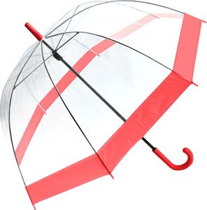 Happy Rain Stockschirm Regenschirm Glockenschirm Schirm Durchsichtig Transparent, Farbe:Rot