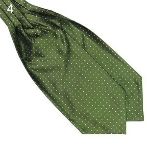 Herrenmode, glatter Polka-Dots-Druck, Ascot-Krawatte, Schal aus Seidenmischung, Dunkelgrün