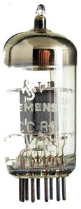 ECC81 Doppeltriode. Eine Radioröhre von Siemens. ID19721