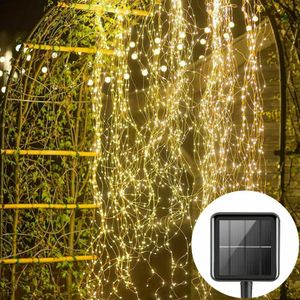 200LED Solar Lichterkette Wasserfallleuchten Baum String Lichter Außen Lampe Kupferdraht Dekorativ Warmweiß Xmas