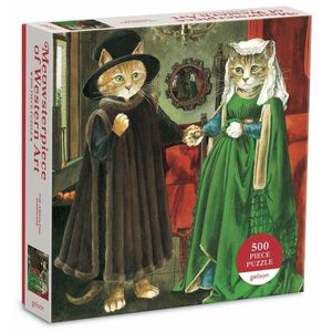 GALISON Štvorcové puzzle Meowsterpiece: svadba Arnolfini 500 dielikov